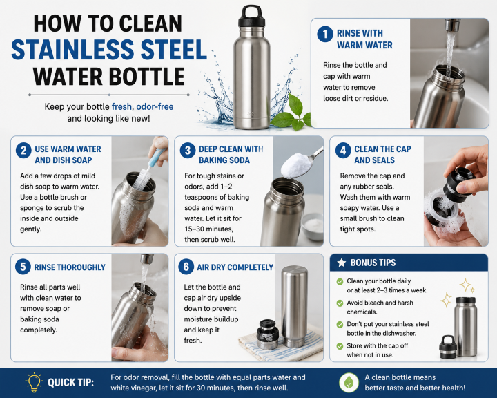 how to clean stainless steel water bottle